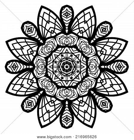 Flower Mandala. Vintage decorative elements. Oriental pattern, vector illustration. Coloring book page. Islam, Arabic, Indian, moroccan spain turkish mystic ottoman motifs