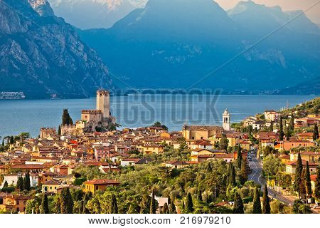 Lazise Colorful Harbor And Boats View