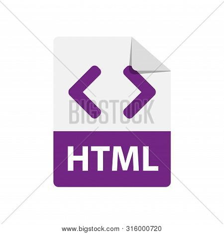 Vector Purple Icon Html. File Format Extensions Icon.