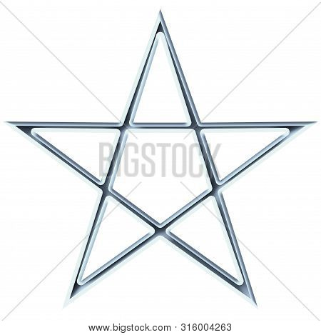 Reversed Pentagram Symbol. Wiccan Symbols Of Sulfur. Metal Runic Spell Circle. Satanic Sign, Magic C