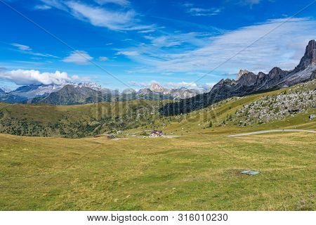 Italy Dolomites Moutnain At Summer - Passo Di Giau. Dolomites Are On Unesco World Heritage List.