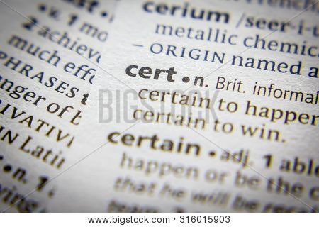 Word Or Phrase Cert In A Dictionary