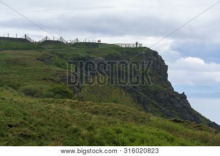 Viewpoint At Lealt Gorge And The Edge Of A Cliff , Isle Of Skye , Scotland