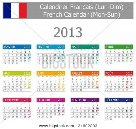 Francés del tipo 1 de 2013 calendario Lun-Dom