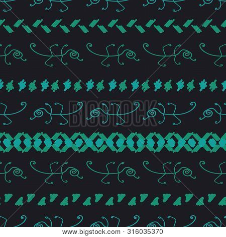 A Seamless Vector Ethic Pattern With Rows Of Lizards And Geometric Shapes. Surface Print Design.