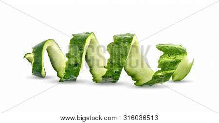 Green Slicesliced Cucumber Isolated On White Background