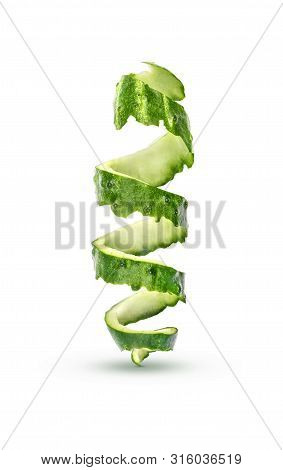 Green Slicesliced Cucumber Isolated On White  Background