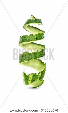 Slicesliced Green Fresh   Cucumber Isolated On White