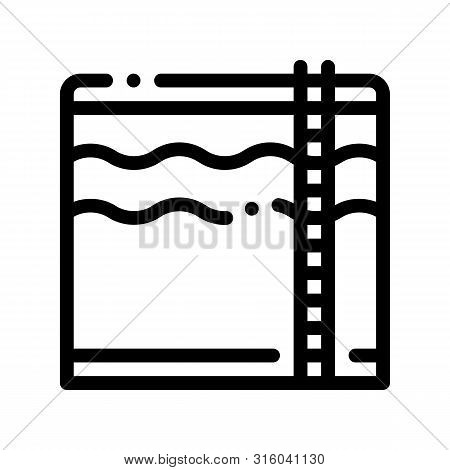 Water Treatment Big Tank With Ladder Icon Sign Thin Line. Water Treatment Linear Pictogram. Recyclin