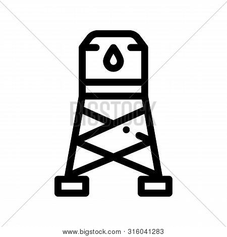 Water Cistern Tower Sign Thin Line Icon. Health Clean Water In Reservoir, Treatment Linear Pictogram