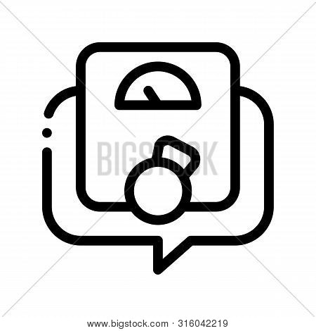 Weight Gane Symptomp Of Pregnancy Sign Icon Thin Line. Floor Scales In Text Box Frame, Woman Symptom