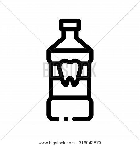 Stomatology Dentist Tooth Wash Sign Icon. Tooth Wash Liquid, Instrument Tool And Device Linear Picto