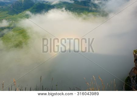 A Brocken Spectre, Also Called Brocken Bow Or Mountain Spectre