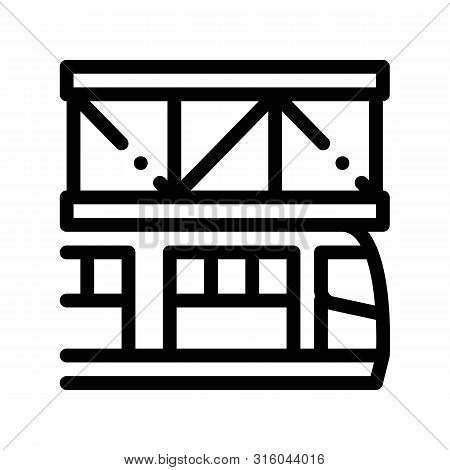 Public Transport Suspention Railway Vector Icon Thin Line Sign. Suspention Railway Train Urban Passe
