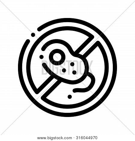Anti Bacillus Bacteria Vector Thin Line Sign Icon. Forbidden Mark With Bacteria Linear Pictogram. Ch
