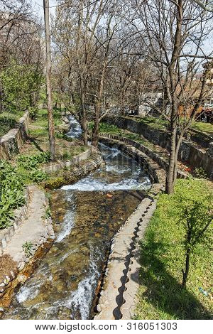 Petrich, Bulgaria - April 6, 2018: Crazy Mary River Passing Through Town Of Petrich, Blagoevgrad Reg