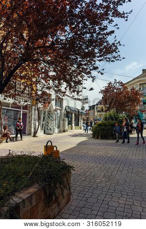 Petrich, Bulgaria - April 6, 2018: Walking People In The Center Of Town Of Petrich, Blagoevgrad Regi