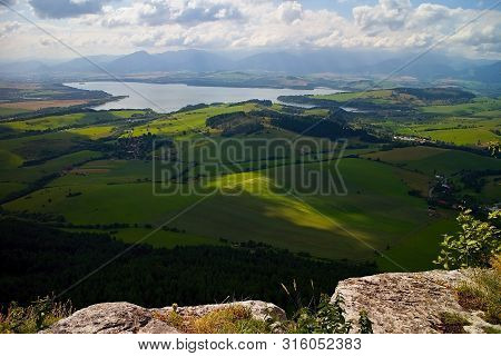The Top Of Cerenova Skala In The Village Liptovska Anna And The View Of The Dam Liptovska Mara.