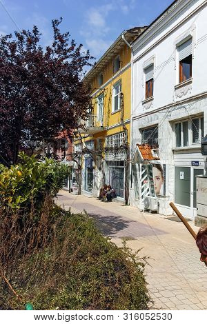 Petrich, Bulgaria - April 6, 2018: Walking People In The Center Of Town Of Petrich, Blagoevgrad Regi
