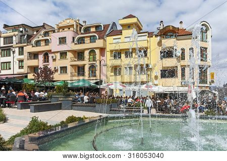 Petrich, Bulgaria - April 6, 2018: Walking People In The Center Of Town Of Petrich, Blagoevgrad Regi