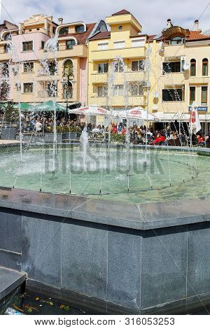Petrich, Bulgaria - April 6, 2018: Walking People In The Center Of Town Of Petrich, Blagoevgrad Regi