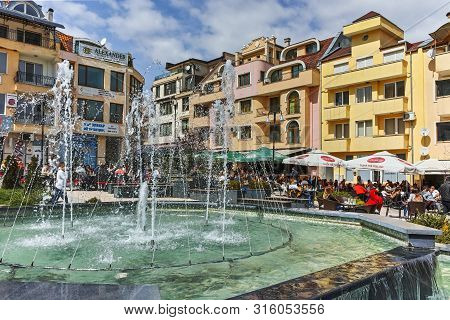 Petrich, Bulgaria - April 6, 2018: Walking People In The Center Of Town Of Petrich, Blagoevgrad Regi