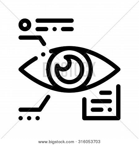 Eye Biometric Data And Information Vector Icon Sign Thin Line. Artificial Intelligence Biometric Per