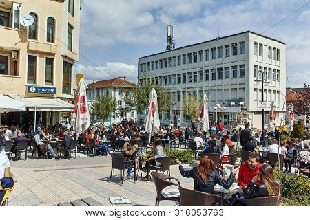 Petrich, Bulgaria - April 6, 2018: Walking People In The Center Of Town Of Petrich, Blagoevgrad Regi
