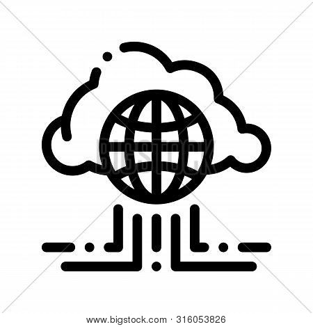 Global Internet Cloud Networking Vector Sign Icon Thin Line. Artificial Intelligence Online Networki