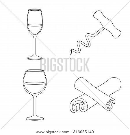 Vector Design Of Drink And Manufacturing Sign. Set Of Drink And Restaurant Stock Vector Illustration