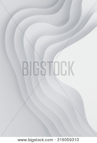 Vertical A4 Banner 3d Landscape Paper Cut Style, Curved Shapes With Gradients, Blank Space, Abstract