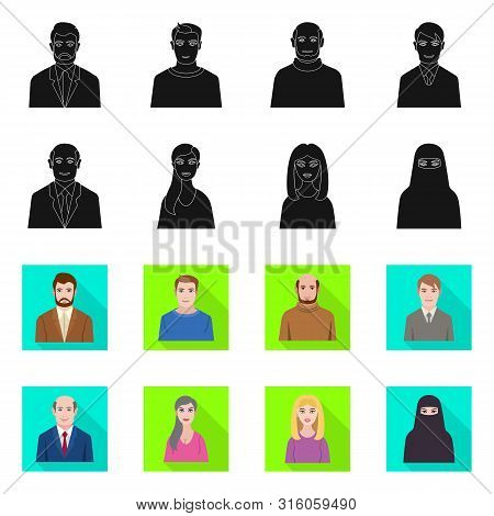 Vector Design Of Hairstyle And Profession Icon. Set Of Hairstyle And Character Stock Vector Illustra