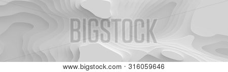 Wide Panorama 3d Landscape Paper Cut Style, Curved Shapes With Gradients, Abstract Geometric Lines P