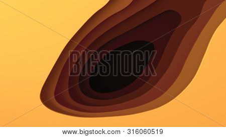 3d Landscape Paper Cut Style, Curved Shapes With Warm Color Gradients, Blank Space, Abstract Geometr
