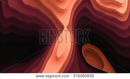 3d Landscape Paper Cut Style, Curved Shapes With Warm Color Gradients, Abstract Geometric Lines Patt