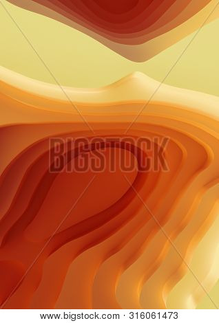 Vertical A4 Banner 3d Landscape Paper Cut Style, Curved Shapes With Warm Color Gradients, Abstract G