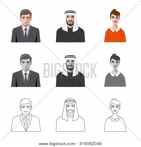 Vector Illustration Of Hairstyle And Profession Sign. Set Of Hairstyle And Character Stock Vector Il