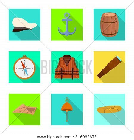 Vector Design Of Journey And Seafaring Icon. Set Of Journey And Vintage Stock Vector Illustration.