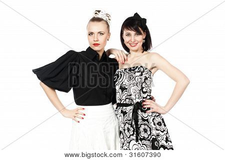 Portrait Of Two Happy, Laughing Girls