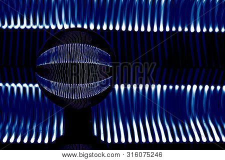 Illustration In 3 D Or Representation In 3 D. Lights Forming Patterns On Black Background. Resource 