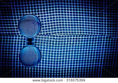 Illustration In 3 D Or Representation In 3 D. Lights Forming Patterns On Black Background. Resource 