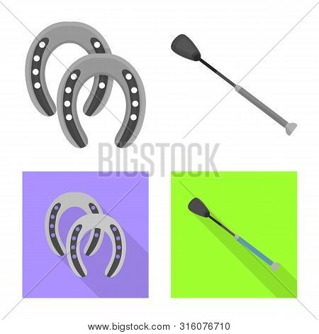 Vector Illustration Of Equipment And Riding Sign. Set Of Equipment And Competition Vector Icon For S
