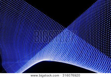Illustration In 3 D Or Representation In 3 D. Lights Forming Patterns On Black Background. Resource 