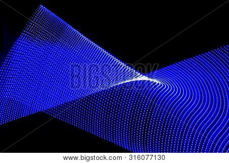 Illustration In 3 D Or Representation In 3 D. Lights Forming Patterns On Black Background. Resource 
