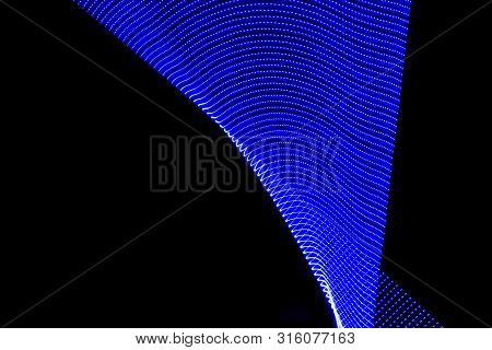 Illustration In 3 D Or Representation In 3 D. Lights Forming Patterns On Black Background. Resource 