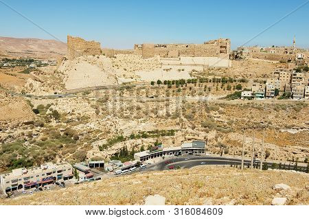 Karak, Jordan - August 22, 2012: Medieval Crusaders Castle In Al Karak, Jordan. One Of The Largest C