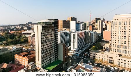 High Angle View Building And Street Scenes Of Braamfontein Suburb Of Johannesburg Cbd