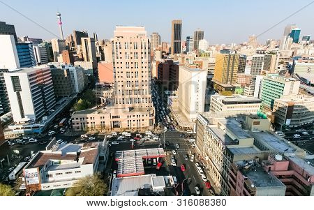 High Angle View Building And Street Scenes Of Braamfontein Suburb Of Johannesburg Cbd