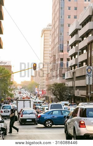 Street Scenes Of Braamfontein Suburb Of Johannesburg Cbd During Afternoon Rush Hour