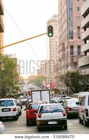 Street Scenes Of Braamfontein Suburb Of Johannesburg Cbd During Afternoon Rush Hour